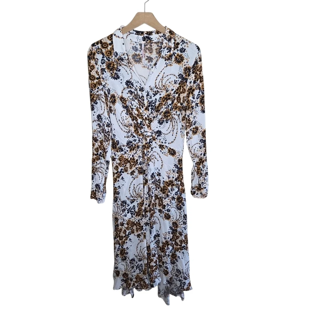 Free People | Boho Tough Love Long Sleeve Midi Shirt Dress Size 10